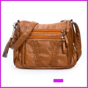 Soft PU Leather Crossbody Bag with Tassel Elegant Chic Versatile Daily Use